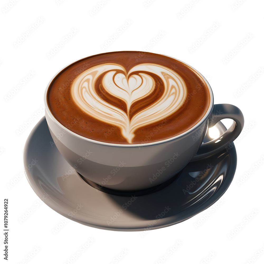 A close-up of a cup of latte art coffee with a heart design on top. A close-up of a cup of latte art coffee with a heart design on top.