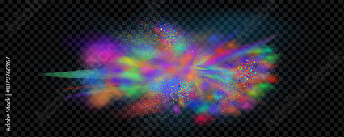 An explosion of colorful smoke clouds.Multicolor fog with blue and yellow particles.Explosions of color powder.