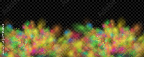 An explosion of colorful smoke clouds.Multicolor fog with blue and yellow particles.Explosions of color powder.