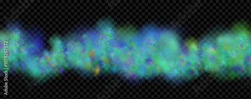 An explosion of colorful smoke clouds.Multicolor fog with blue and yellow particles.Explosions of color powder.