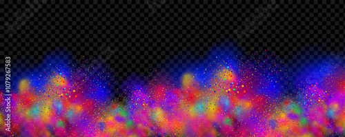 An explosion of colorful smoke clouds.Multicolor fog with blue and yellow particles.Explosions of color powder.