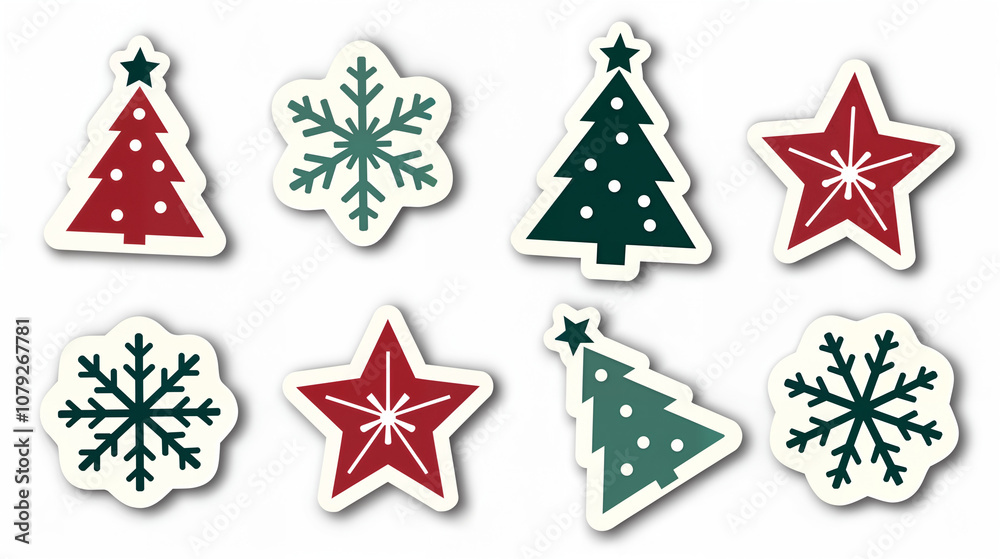 Modern Minimalistic Christmas Stickers with Geometric Designs for Trendy Holiday Decor Modern Minimalistic Christmas Stickers with Geometric Designs for Trendy Holiday Decor