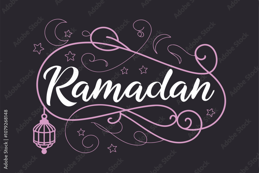 Ramadan Calligraphy Design with Stars and Lanterns Ramadan Calligraphy Design with Stars and Lanterns