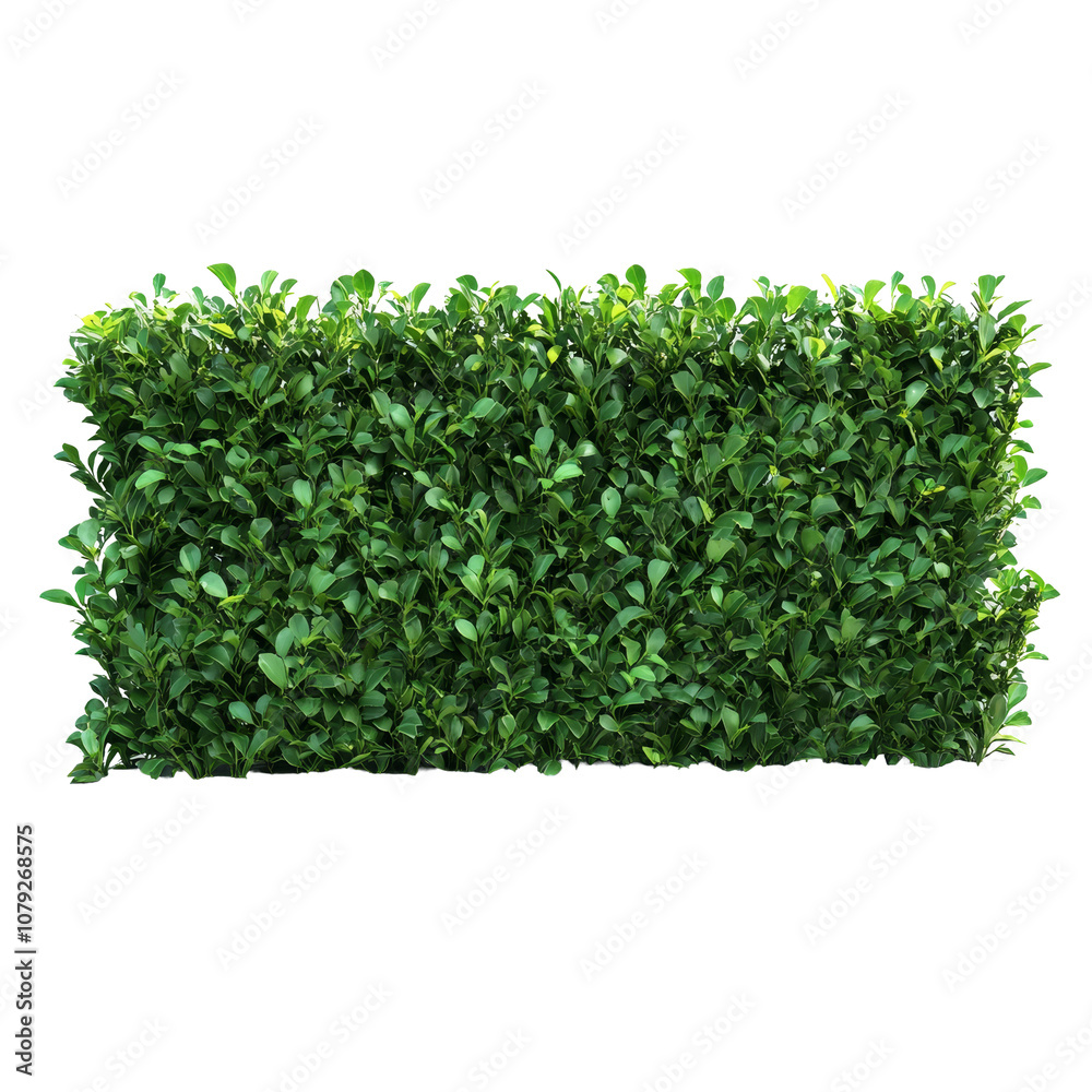 Lush green trimmed bush fencing ideal for privacy and garden landscaping in a serene outdoor space, green trimmed bush fencing, file of isolated object with shadow on transparent background Lush green trimmed bush fencing ideal for privacy and garden landscaping in a serene outdoor space, green trimmed bush fencing, file of isolated object with shadow on transparent background