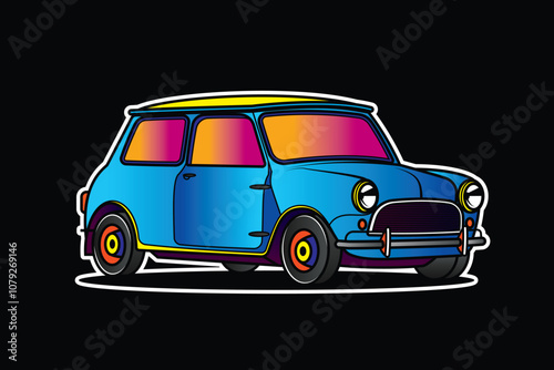 Racing retro car. Original vector illustration in vintage style.