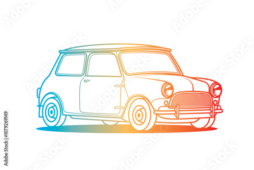 Racing retro car. Original vector illustration in vintage style.
