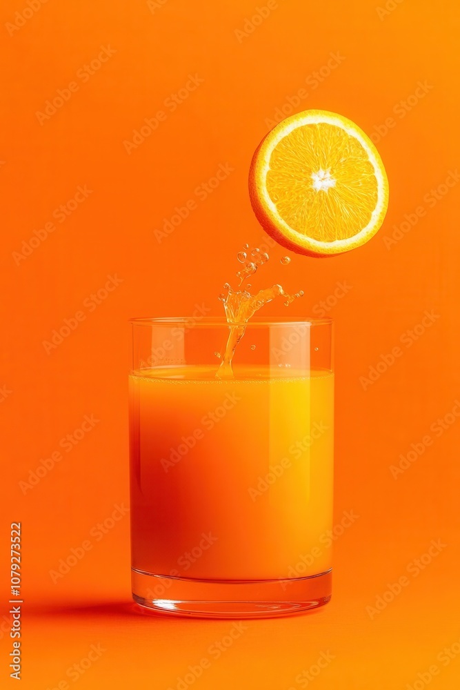 Refreshing Orange Juice with Floating Slice Refreshing Orange Juice with Floating Slice