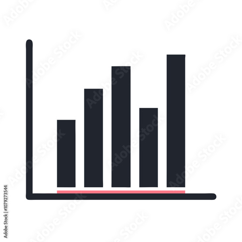 A simple vector icon representing a bar graph illustrating data trends and analysis in business or finance settings for effective decision-making