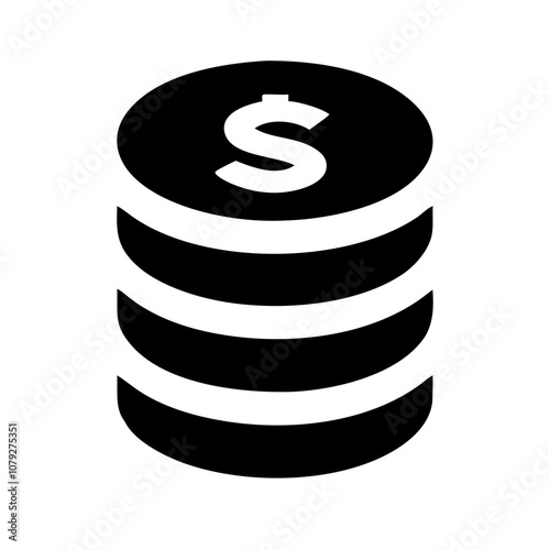 A simple vector icon depicting a stack of coins representing financial growth, savings, and investment strategies in a minimalist design suitable for various applications and projects