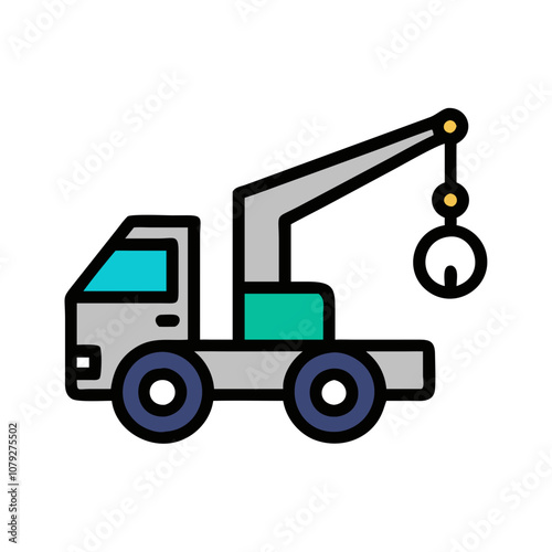 A crane truck is positioned on a construction site ready to lift heavy materials during daylight hours to assist with ongoing building projects