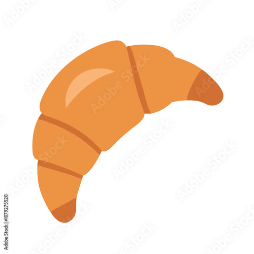 A vector icon of a freshly baked croissant showcasing its golden-brown color and flaky texture, perfect for illustrating bakery themes or breakfast menus