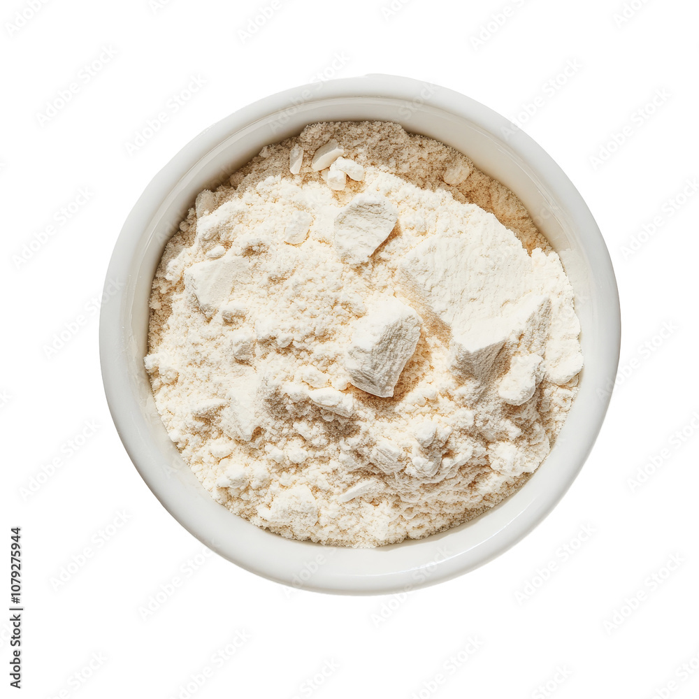 Whey protein powder in a transparent bowl on a clean surface ready for healthy recipes or shakes, whey protein in a bowl on transparent background Whey protein powder in a transparent bowl on a clean surface ready for healthy recipes or shakes, whey protein in a bowl on transparent background