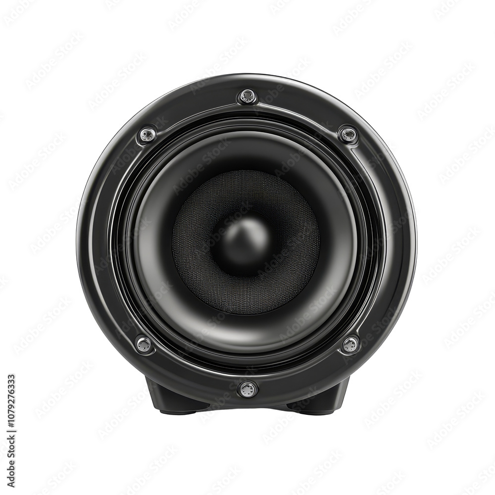 Stylish black audio loudspeaker designed for high-quality sound on a clean transparent background, black audio loudspeaker isolated on transparent background Stylish black audio loudspeaker designed for high-quality sound on a clean transparent background, black audio loudspeaker isolated on transparent background