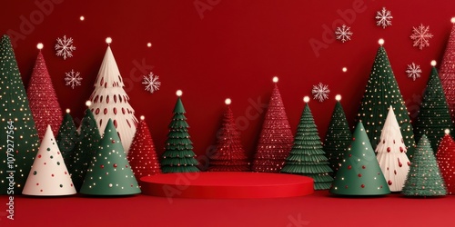 Christmas Themed Display on Red Platform