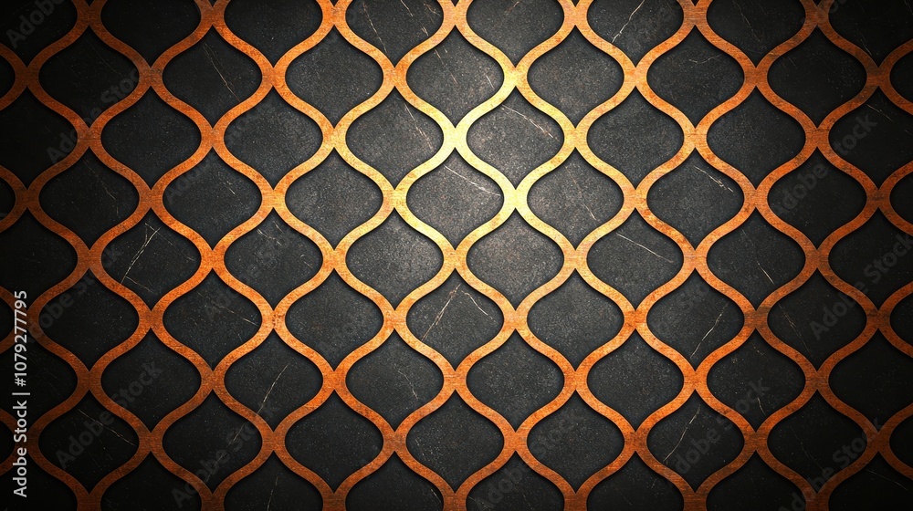 Abstract grunge background with a repeating pattern of interweaving gold lines. Abstract grunge background with a repeating pattern of interweaving gold lines.