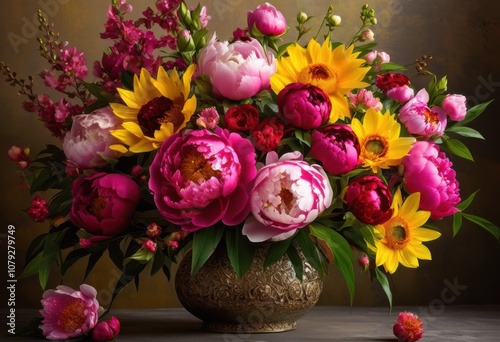 Wallpaper Mural vibrant close showcasing variety blossoming flowers rich colors textures under natural light, aesthetic, aromatic, botanical, bloom, beauty, captivating Torontodigital.ca