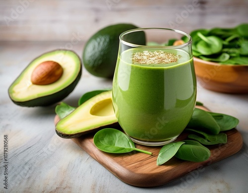 national keto day celebration with green keto smoothie featuring fresh avocados and spinach