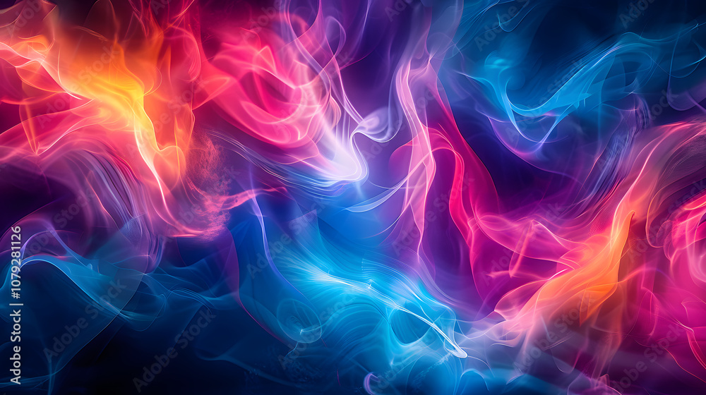 Fototapeta premium A colorful abstract painting with a lot of orange and blue.