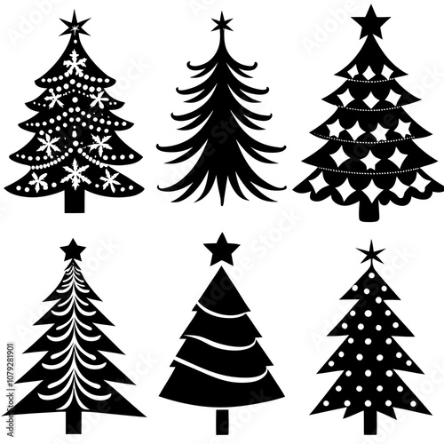 Christmas Tree silhouette, tree silhouette , christmas tree silhouette vector, Silhouette Christmas Tree Stencil Vector Bundle  photo