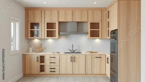 Creating new kitchen cabinet interior as part of home improvement project isolated with white highlights, png