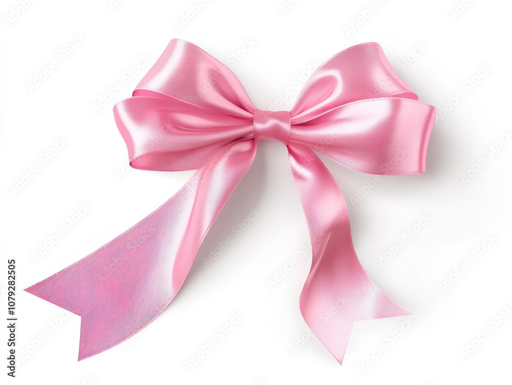 A pink ribbon isolated on a white background with clipping path. A pink ribbon isolated on a white background with clipping path.