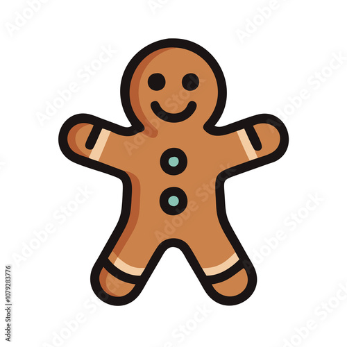Gingerbread Man Cookie Illustration, perfect for Christmas themes photo