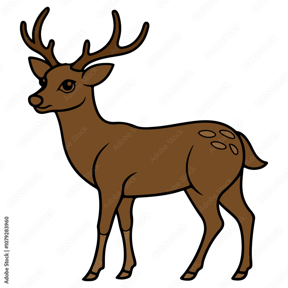 Fototapeta premium Reindeer Christmas clip art design on plain white transparent isolated background for card, shirt, hoodie, sweatshirt, apparel, card, tag, mug, icon, poster or badge