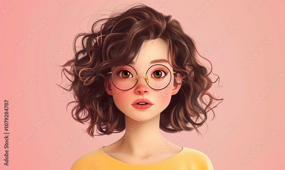 Realistic cartoon human avatar simple beautiful concept on plain background ai generated Realistic cartoon human avatar simple beautiful concept on plain background ai generated