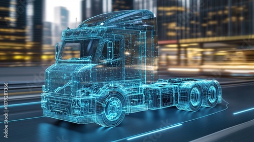 Explore the innovative technology and design features of future transport trucks in a digital era