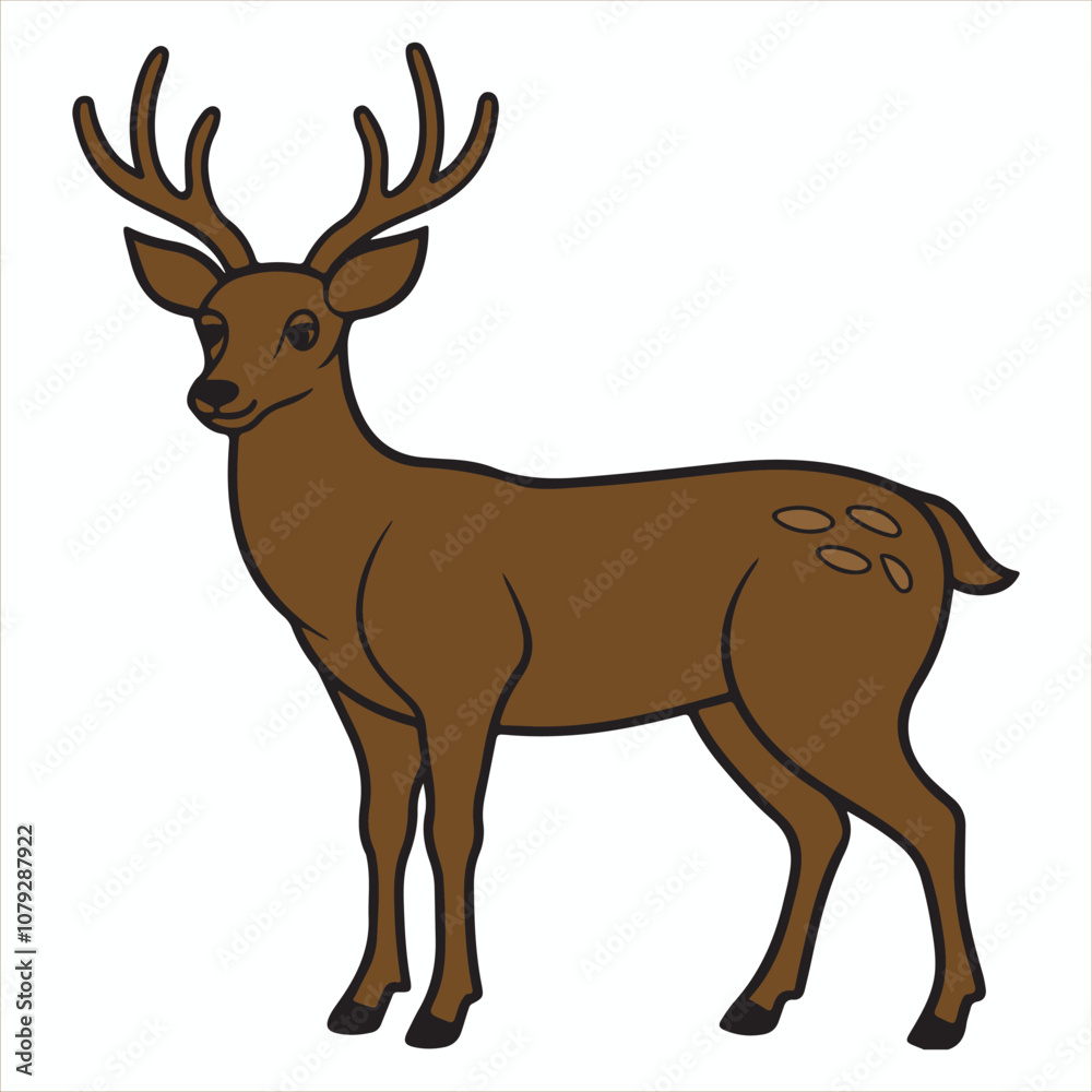 Fototapeta premium Reindeer Christmas clip art design on plain white transparent isolated background for card, shirt, hoodie, sweatshirt, apparel, card, tag, mug, icon, poster or badge