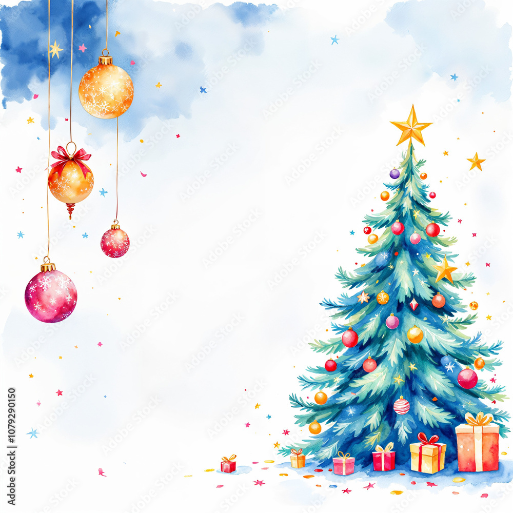 Watercolor Illustration of Christmas Tree, New Year 2025 with space for text
Watercolor Illustration of Christmas Tree, New Year 2025 with space for text