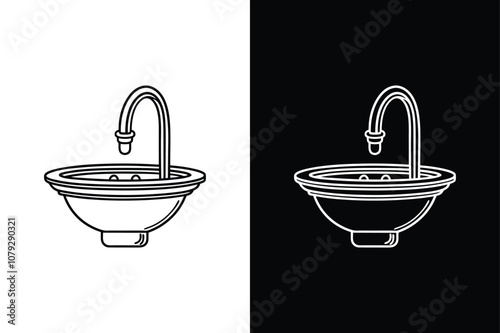 Sink icon on White Background Vector Art Illustration on white background.