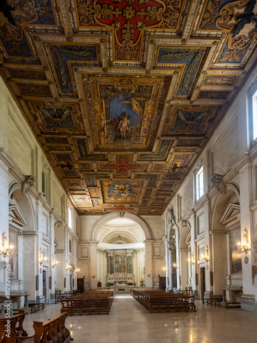 Foto Interior of the Church of Saint Sebastian outside the walls, Rome, Italy