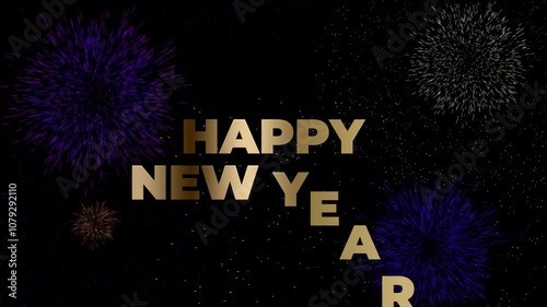Fireworks and golden animation happy new year