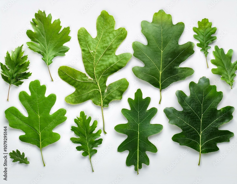 a collection of fresh green oak leaves showcasing various shapes and textures perfect for nature themed projects a collection of fresh green oak leaves showcasing various shapes and textures perfect for nature themed projects