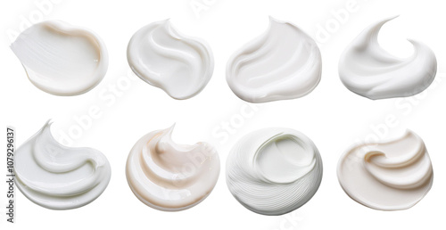 Swirled cream or lotion texture smear isolated on transparent background