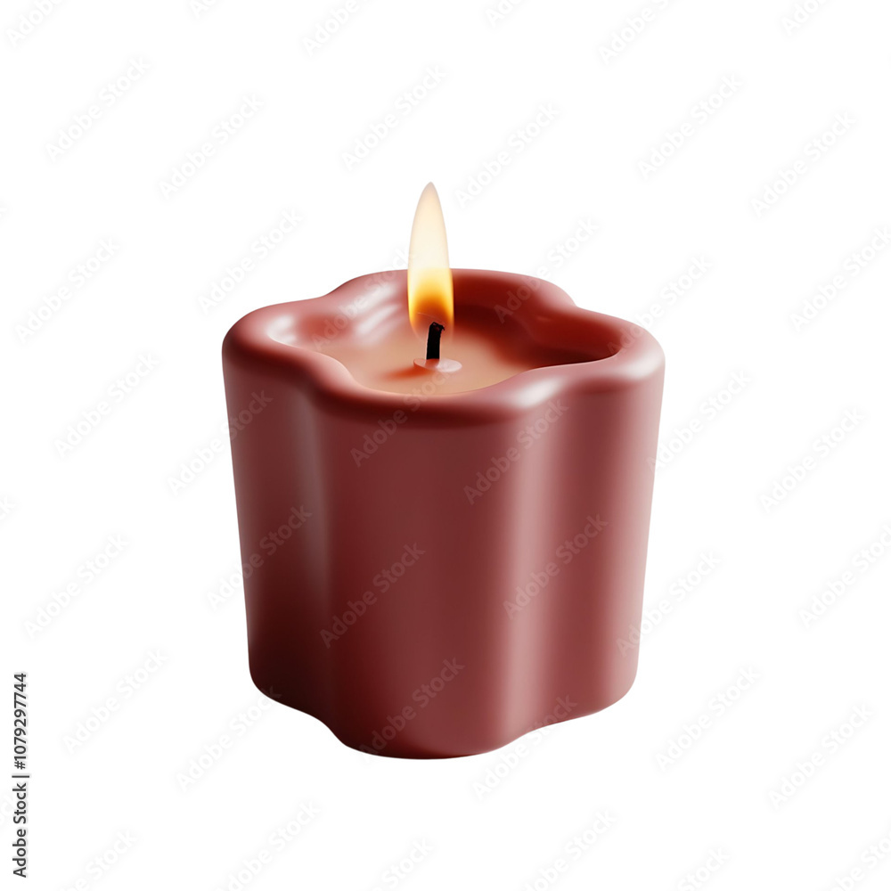 A single, burning, pink candle with a flame.
