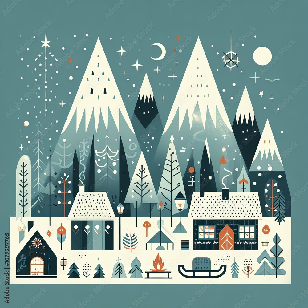 Obraz premium Calm composition with the colors of Scandinavian Christmas
