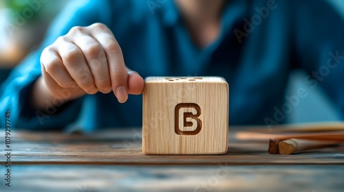 Skill training, Personal development and promoted employee, education, learning, ability, Upskilling and personal development concept, Upskilling, reskilling, new skills on wooden cube. photo