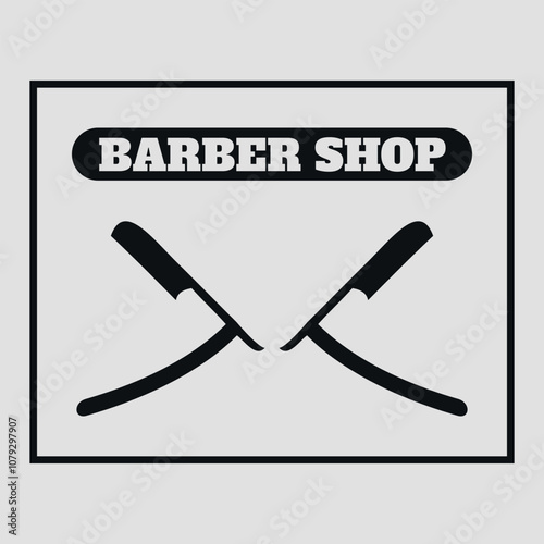 Set of black silhouettes of barber tools. Vector on a gray background