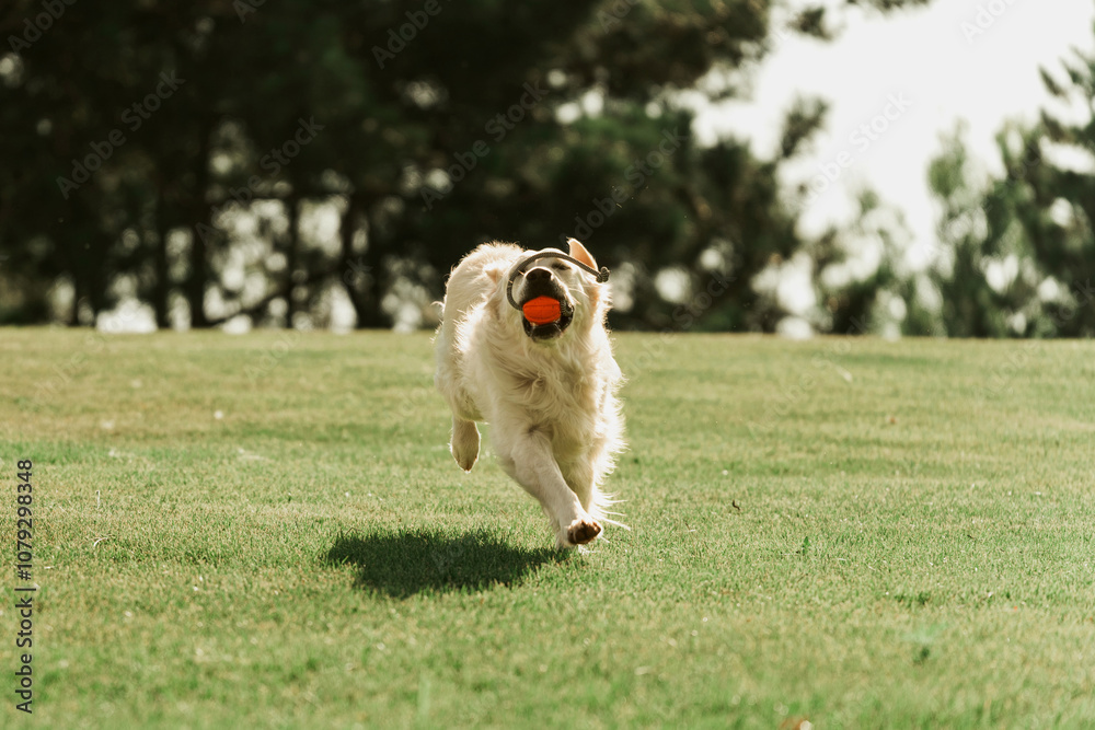 Golden Retriever plays with a ball.A beautiful dog walks in a clearing. puppy runs in the park.A trained dog performs tricks.A joyful dog in the forest.An obedient labrador walks. dog sitting on grass Golden Retriever plays with a ball.A beautiful dog walks in a clearing. puppy runs in the park.A trained dog performs tricks.A joyful dog in the forest.An obedient labrador walks. dog sitting on grass