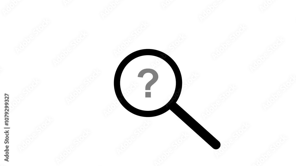 magnifying glass and a question mark Icon animation with white background. magnifying glass and a question mark Icon animation with white background.