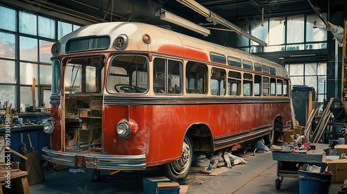 Explore the restoration journey of a classic bus in a specialized workshop environment
