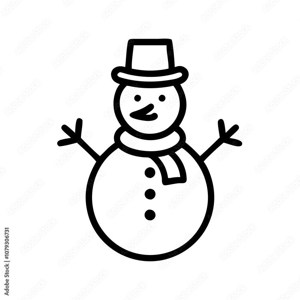 Snowman Icon with Hat and Scarf Snowman Icon with Hat and Scarf