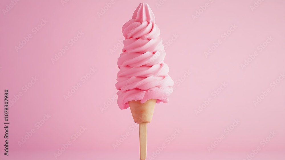 Lush ice cream on wooden stick with creamy coating and sprinkles image Lush ice cream on wooden stick with creamy coating and sprinkles image