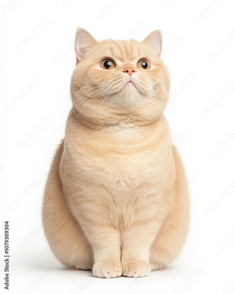 Obraz premium Portrait of an Exotic Shorthair Cat with Large Round Eyes and Plush Coat, Ideal for Cat Lovers and Breed Collectors
