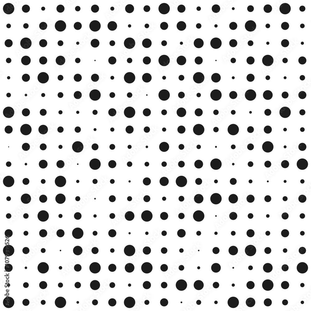 Dot grid halftone endless texture. Polka dot seamless pattern. Different sized round black points. Dotty perforated surface. Technology wallpaper. Abstract monochrome retro background. Vector
Dot grid halftone endless texture. Polka dot seamless pattern. Different sized round black points. Dotty perforated surface. Technology wallpaper. Abstract monochrome retro background. Vector