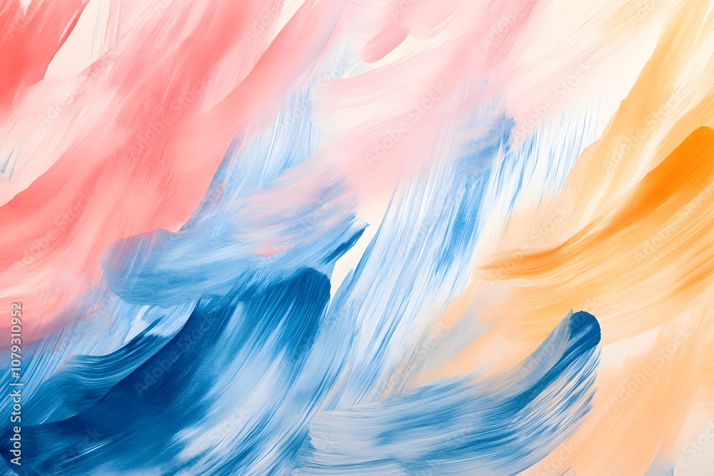 Soft Pastel Harmony: Abstract Watercolor Brush Strokes in Delicate Flow