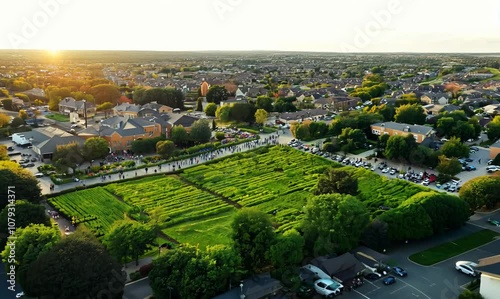 bird's eye view of lush parks and community areas in van nuys photo