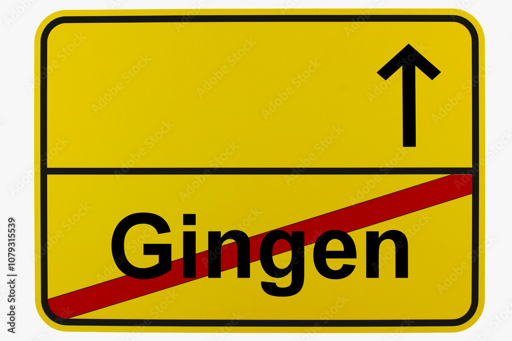 Illustration eines Ortsausgangsschildes von Gingen in Baden-Württemberg